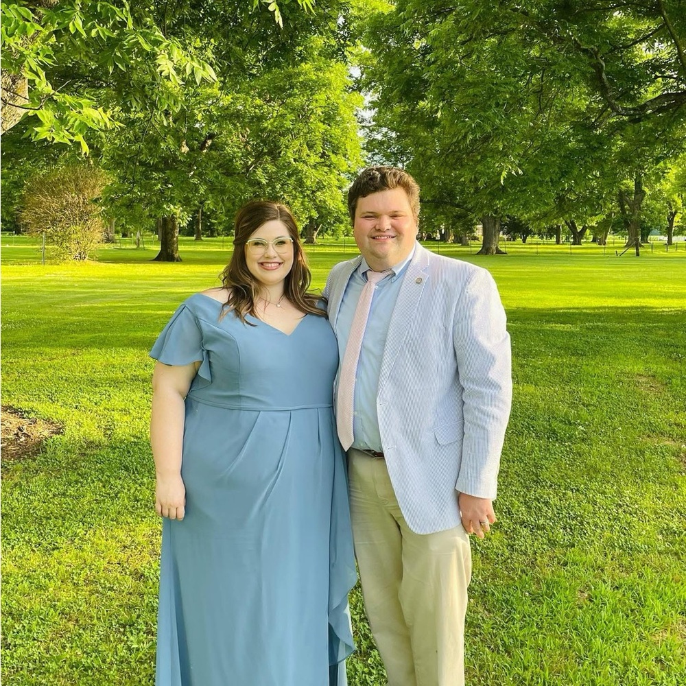 David's Bridal Blue Wedding Dress